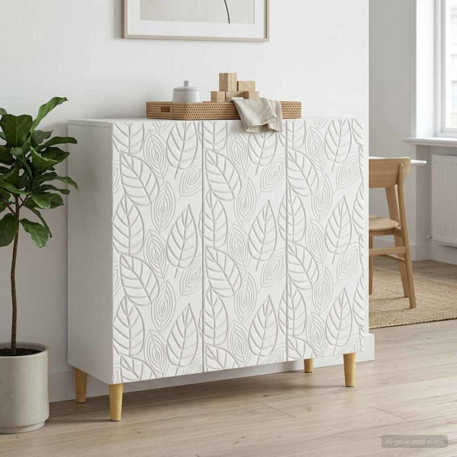 vidaXL Dressoir Wit 89 x 34,5 x 80 cm Bewerkt hout afbeelding 1