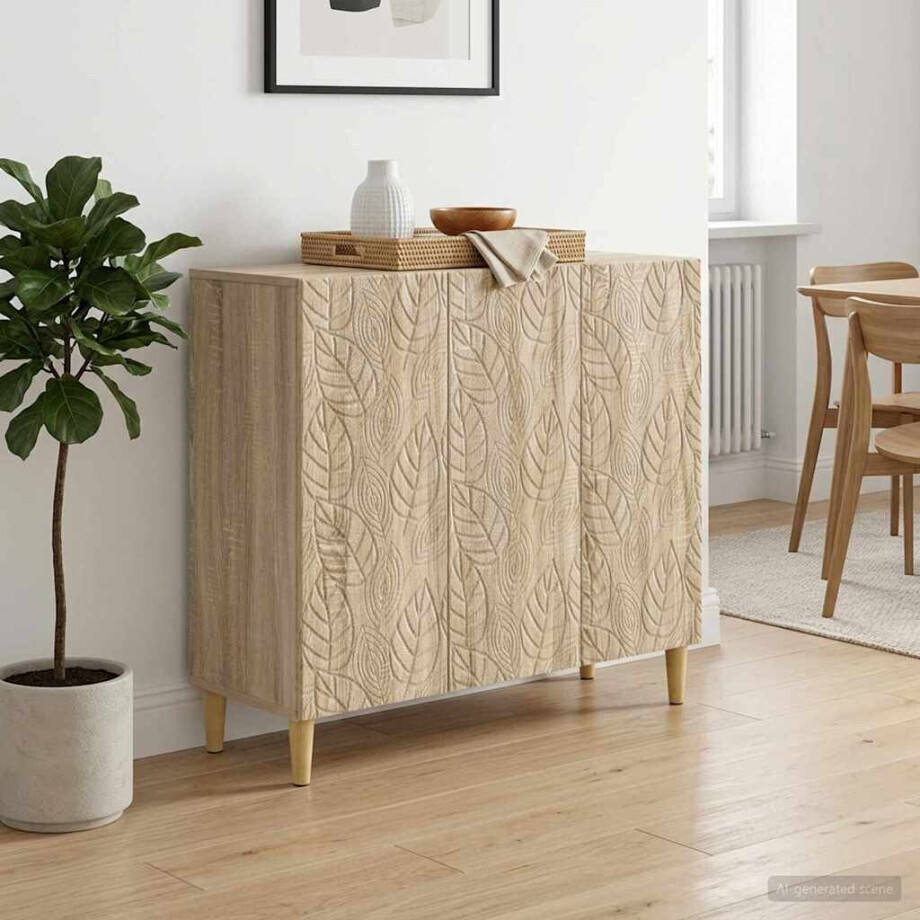 vidaXL Dressoir Sonoma Eiken 89 x 34,5 x 80 cm Bewerkt hout vidaXL Dressoir Sonoma Eiken 89 x 34,5 x 80 cm Bewerkt hout afbeelding 1
