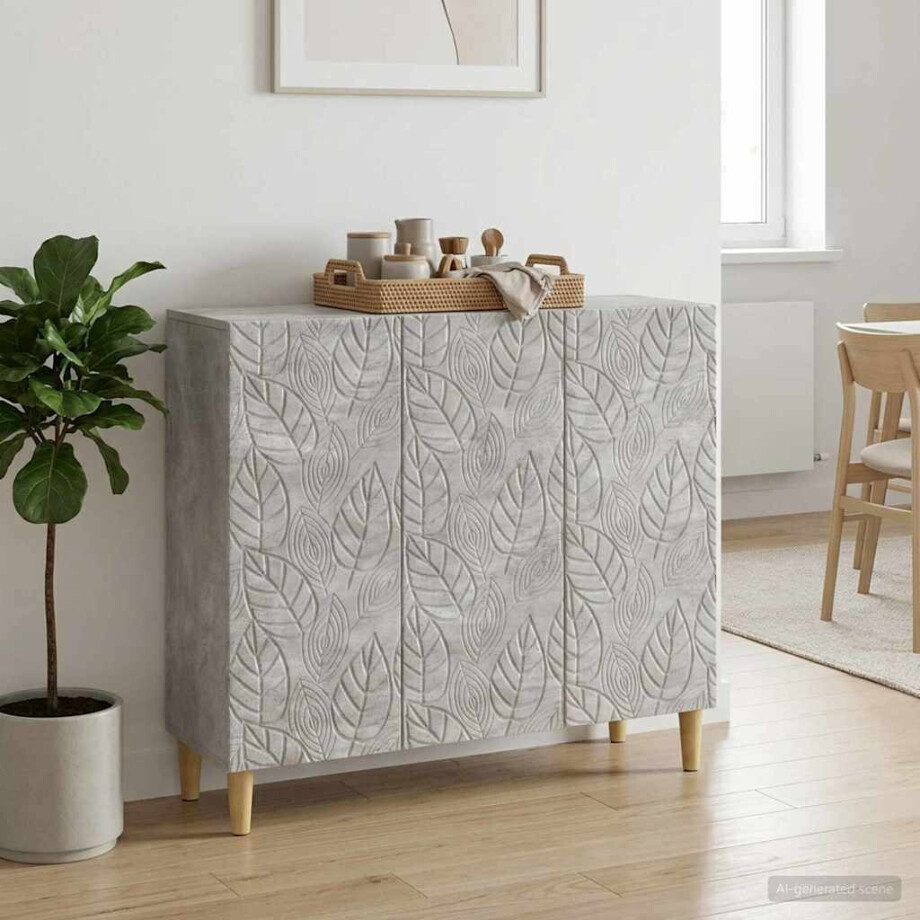 vidaXL Dressoir Betongrijs 89 x 34,5 x 80 cm Bewerkt hout vidaXL Dressoir Betongrijs 89 x 34,5 x 80 cm Bewerkt hout afbeelding 1