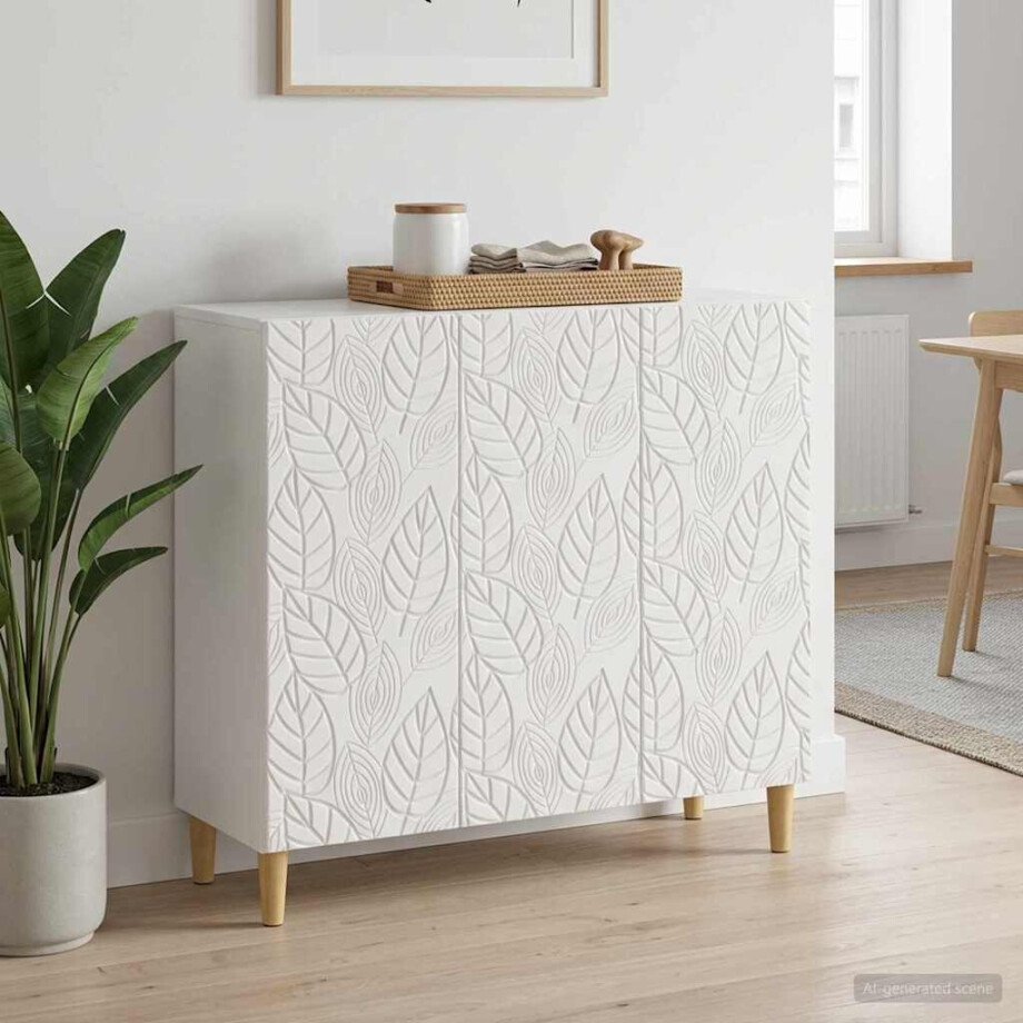 vidaXL Dressoir Hoogglans Wit 89 x 34,5 x 80 cm Bewerkt hout afbeelding 1
