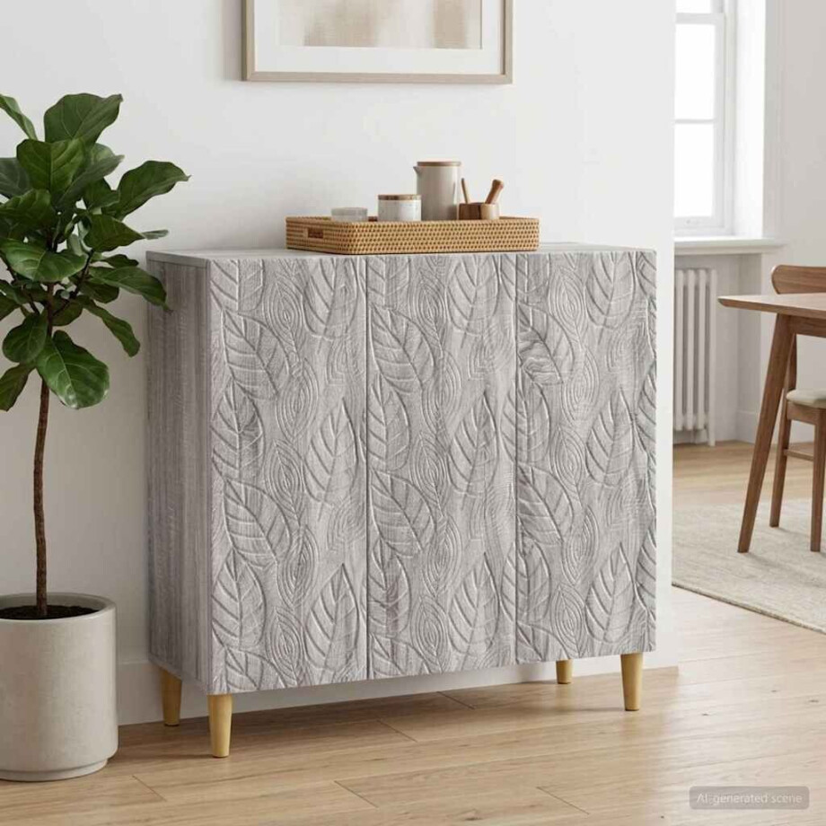 vidaXL Dressoir Grijs Sonoma 89 x 34,5 x 80 cm Bewerkt hout afbeelding 1