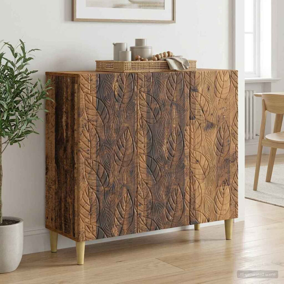 vidaXL Dressoir Oud hout 89 x 34,5 x 80 cm Bewerkt hout vidaXL Dressoir Oud hout 89 x 34,5 x 80 cm Bewerkt hout afbeelding 1