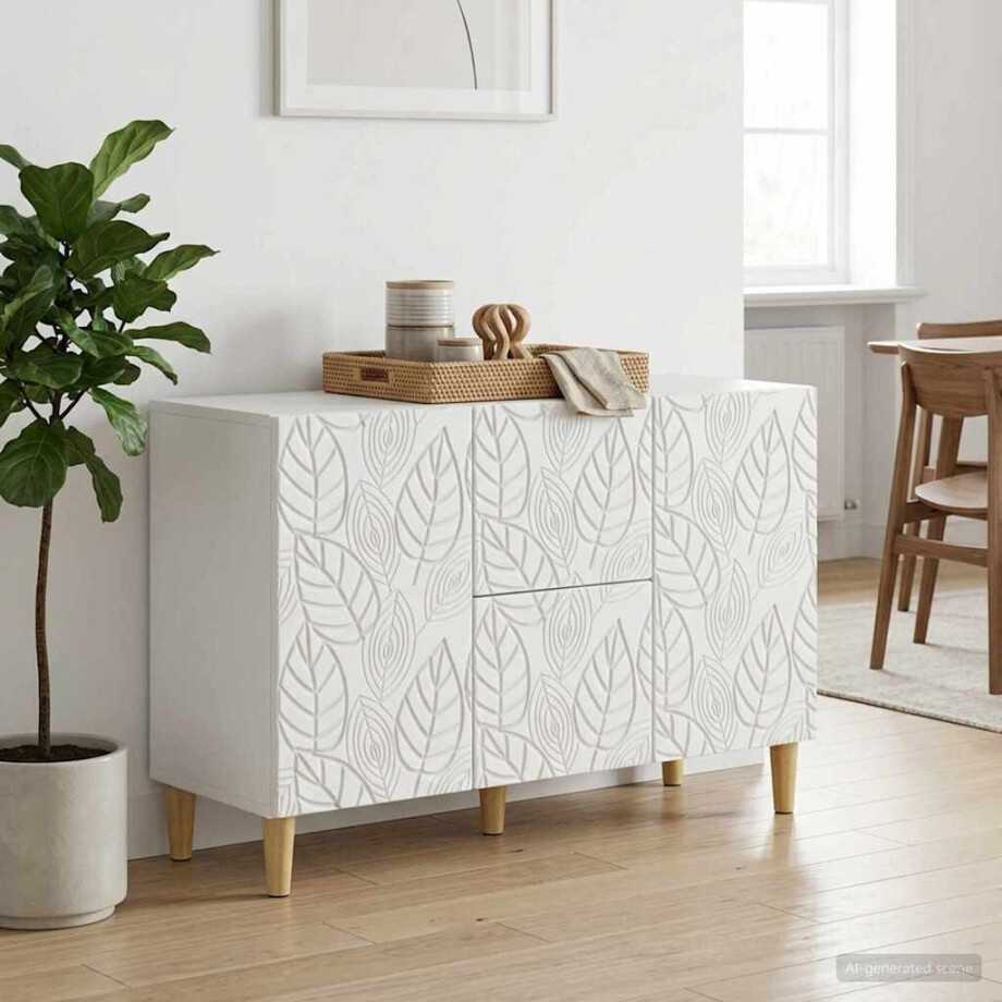 vidaXL Dressoir Wit 89 x 34,5 x 60 cm Bewerkt hout afbeelding 1