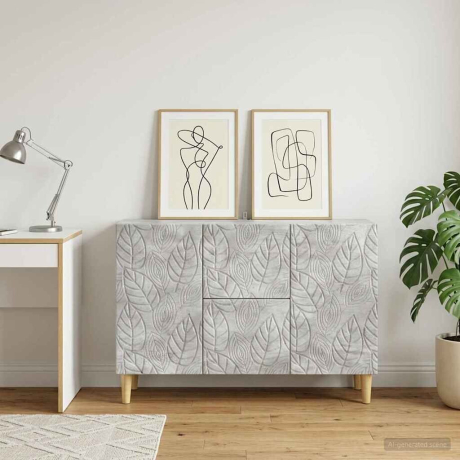 vidaXL Dressoir Betongrijs 89 x 34,5 x 60 cm Bewerkt hout vidaXL Dressoir Betongrijs 89 x 34,5 x 60 cm Bewerkt hout afbeelding 1