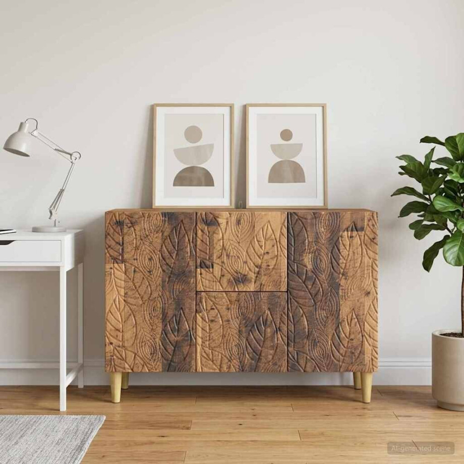 vidaXL Dressoir Oud hout 89 x 34,5 x 60 cm Bewerkt hout vidaXL Dressoir Oud hout 89 x 34,5 x 60 cm Bewerkt hout afbeelding 1