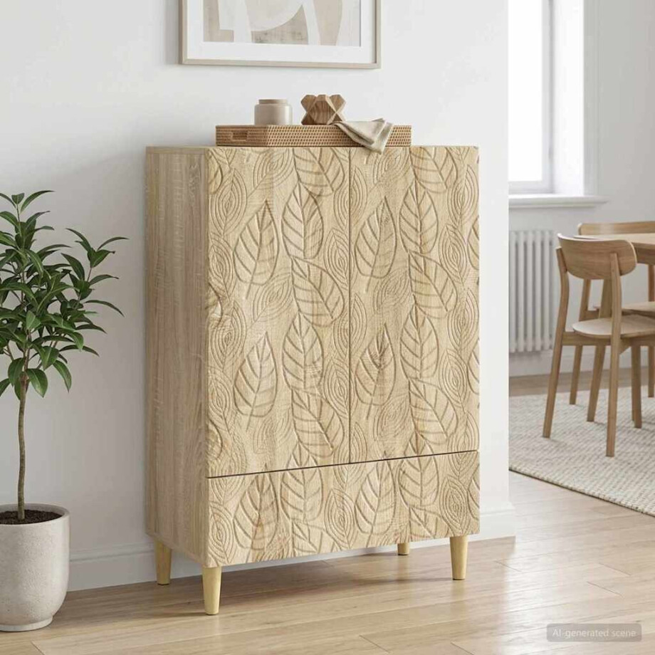 vidaXL Dressoir Sonoma Eiken 66 x 34,5 x 95 cm Bewerkt hout vidaXL Dressoir Sonoma Eiken 66 x 34,5 x 95 cm Bewerkt hout afbeelding 1