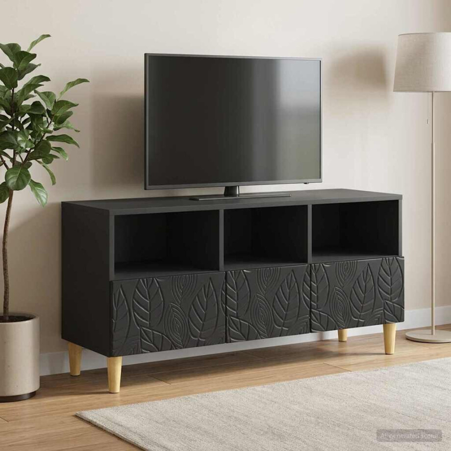 vidaXL TV-kast 102 x 34,5 x 50 cm Zwart Bewerkt hout vidaXL TV-kast 102 x 34,5 x 50 cm Zwart Bewerkt hout afbeelding 1