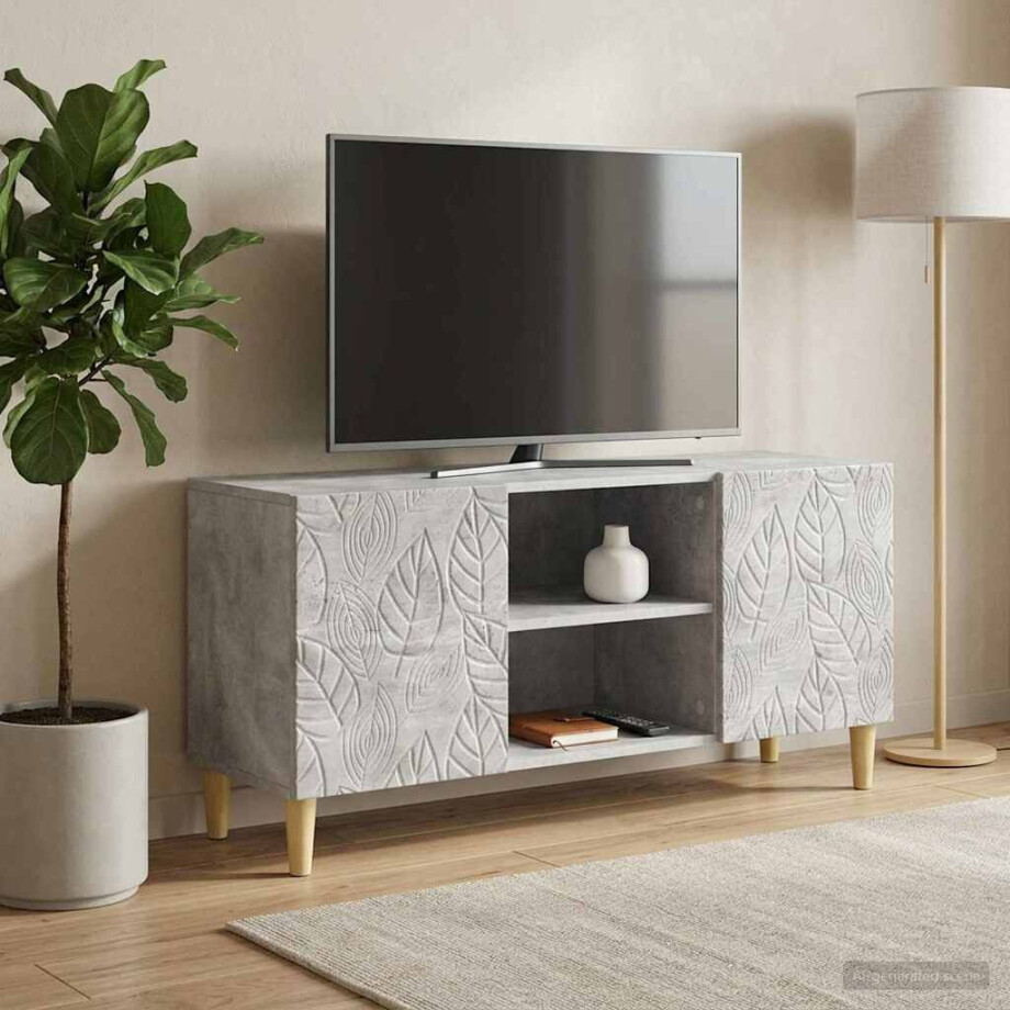 vidaXL TV-kast 102 x 34,5 x 50 cm Betongrijs Bewerkt hout vidaXL TV-kast 102 x 34,5 x 50 cm Betongrijs Bewerkt hout afbeelding 1