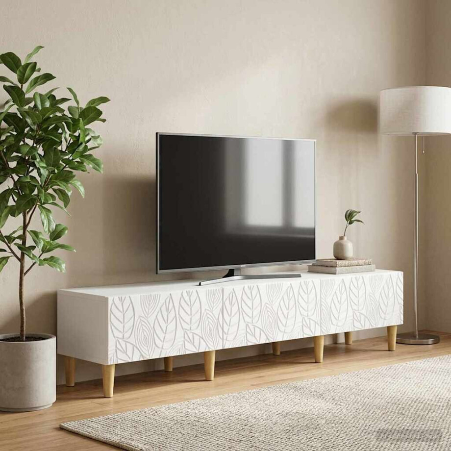 vidaXL TV-kast 147 x 34,5 x 30 cm Wit Bewerkt hout afbeelding 1