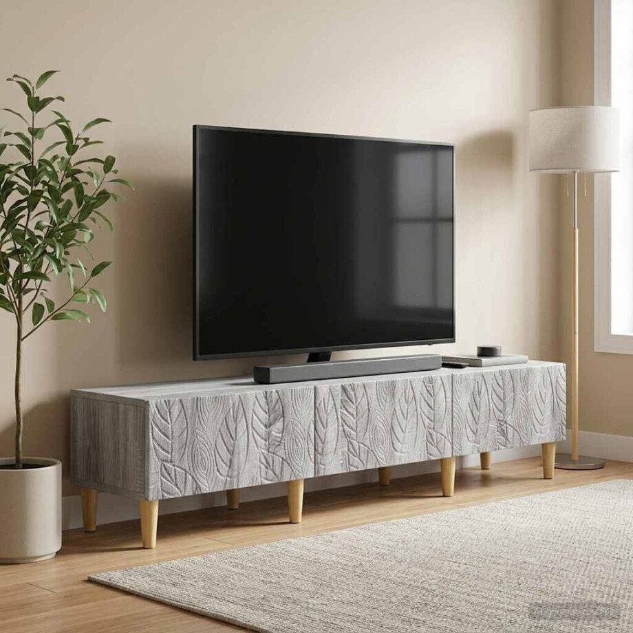vidaXL TV-kast 147 x 34,5 x 30 cm Grijs Sonoma Bewerkt hout afbeelding 1