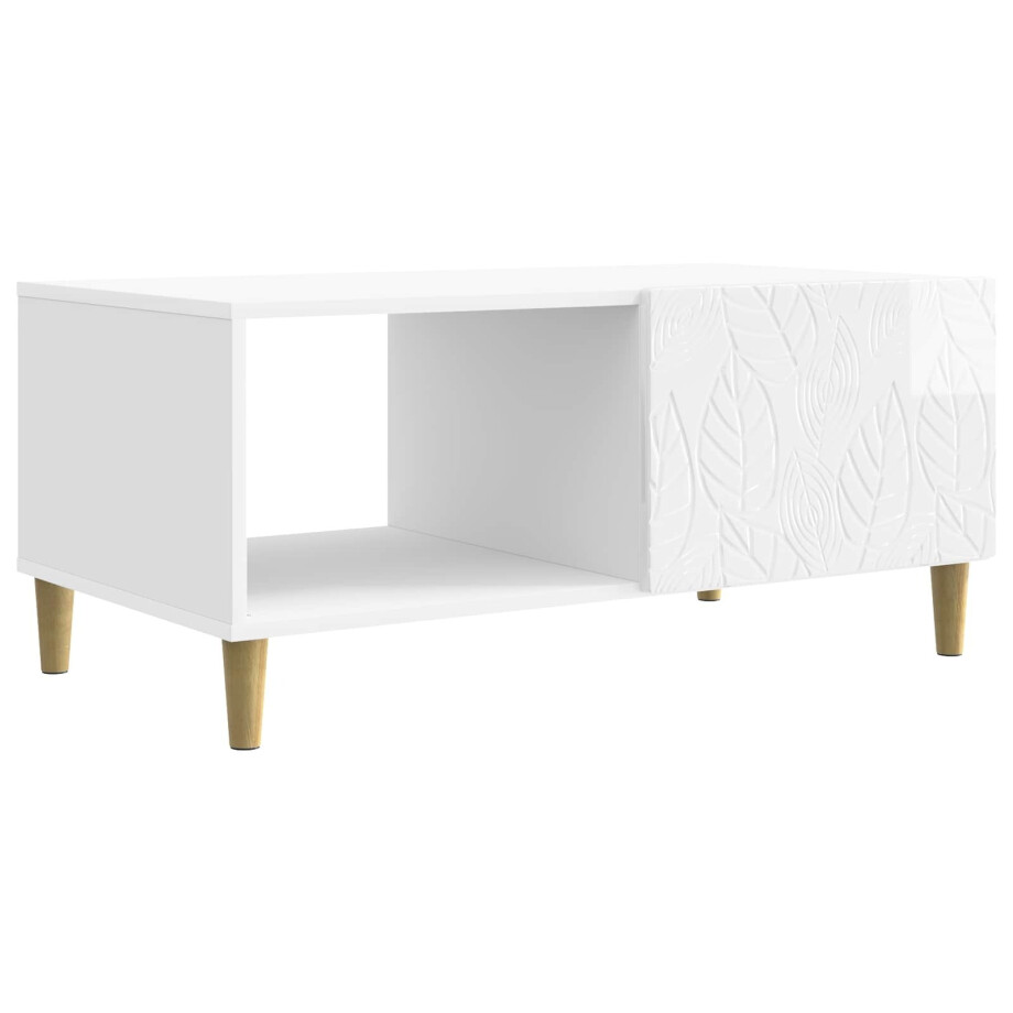 vidaXL Salontafel Hoogglans Wit 90 x 50 x 40 cm Bewerkt hout vidaXL Salontafel Hoogglans Wit 90 x 50 x 40 cm Bewerkt hout afbeelding 1