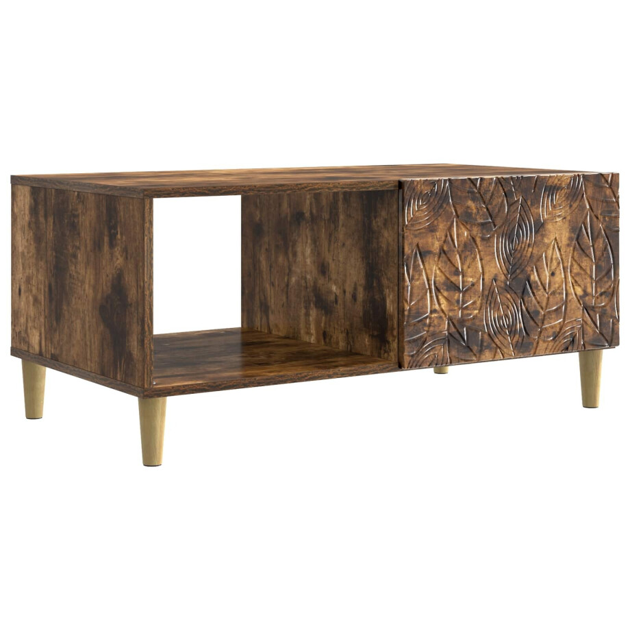vidaXL Salontafel Gerookt eiken 90 x 50 x 40 cm Bewerkt hout afbeelding 1