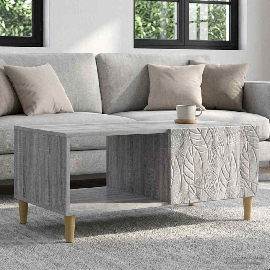 vidaXL Salontafel Grijs Sonoma 90 x 50 x 40 cm Bewerkt hout afbeelding 1