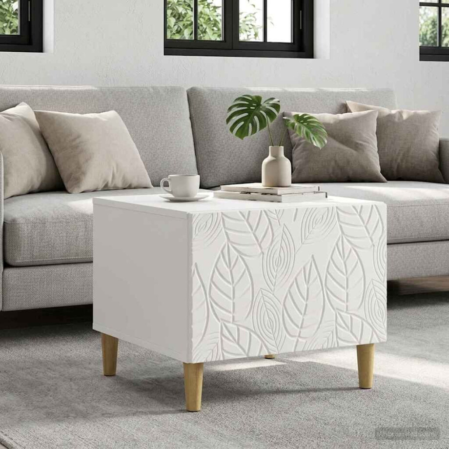 vidaXL Salontafel Wit 50 x 49 x 40 cm Bewerkt hout vidaXL Salontafel Wit 50 x 49 x 40 cm Bewerkt hout afbeelding 1
