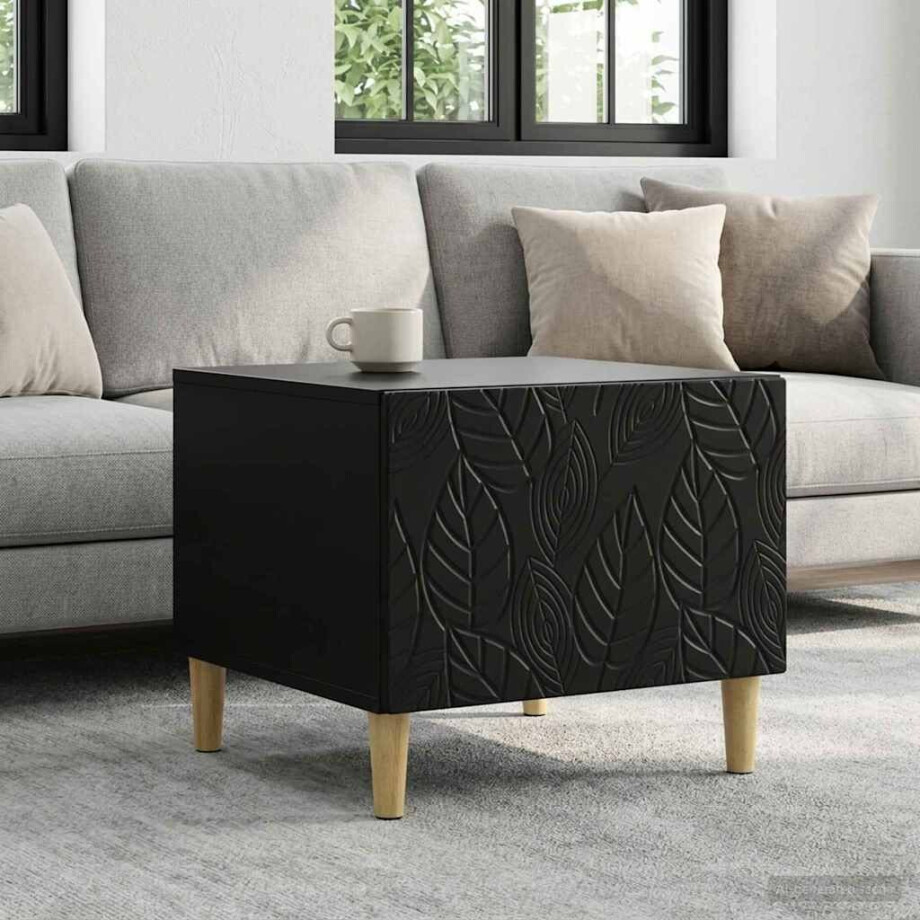 vidaXL Salontafel Zwart 50 x 49 x 40 cm Bewerkt hout afbeelding 1