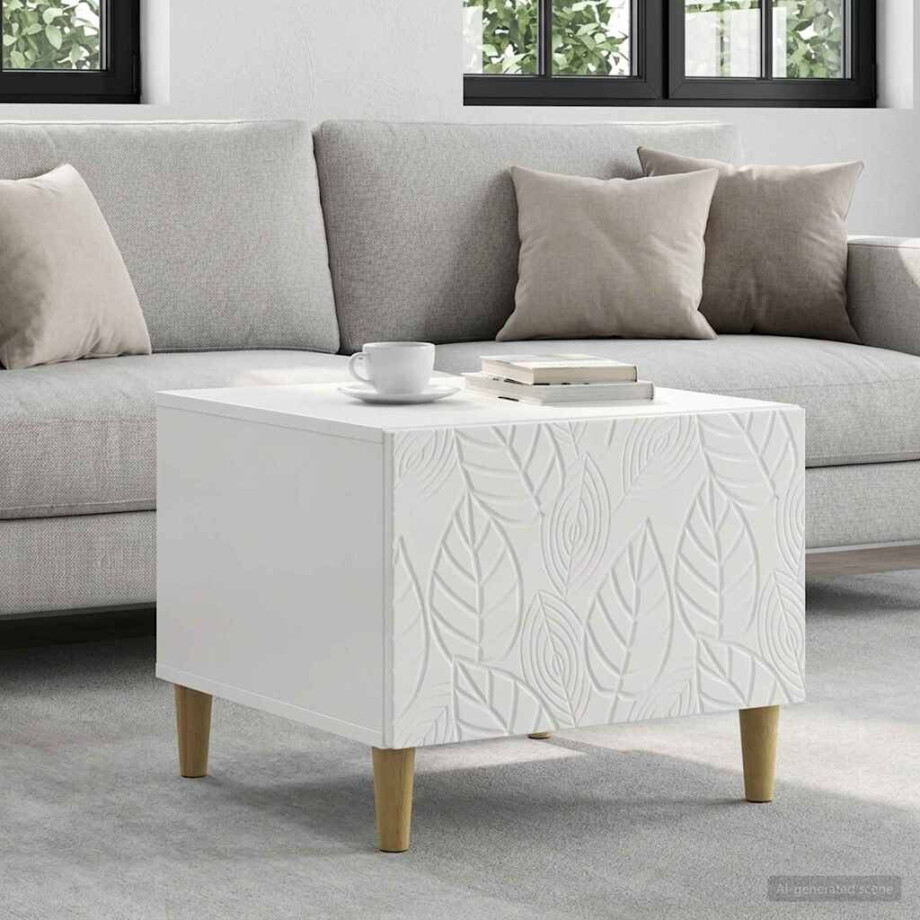 vidaXL Salontafel Hoogglans Wit 50 x 49 x 40 cm Bewerkt hout vidaXL Salontafel Hoogglans Wit 50 x 49 x 40 cm Bewerkt hout afbeelding 1