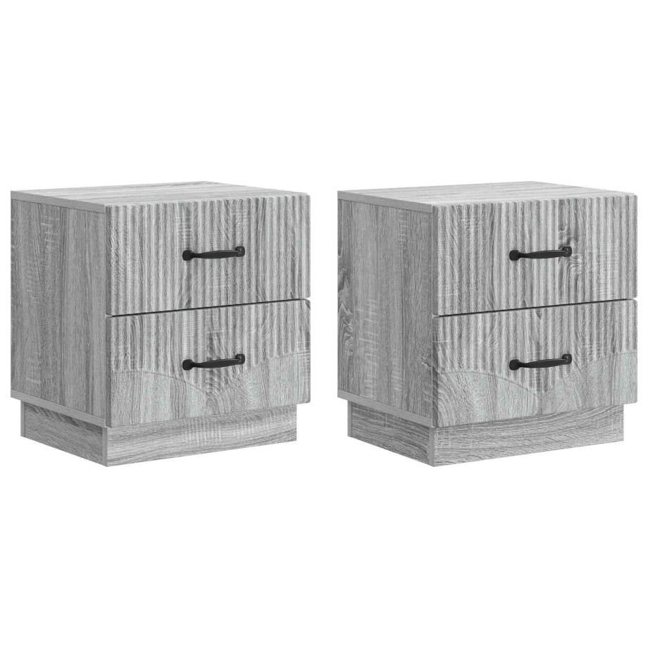 vidaXL Nachtkastje 2 pcs Grijs sonoma 43 x 34,5 x 44,5 cm Bewerkt hout vidaXL Nachtkastje 2 pcs Grijs sonoma 43 x 34,5 x 44,5 cm Bewerkt hout afbeelding 1