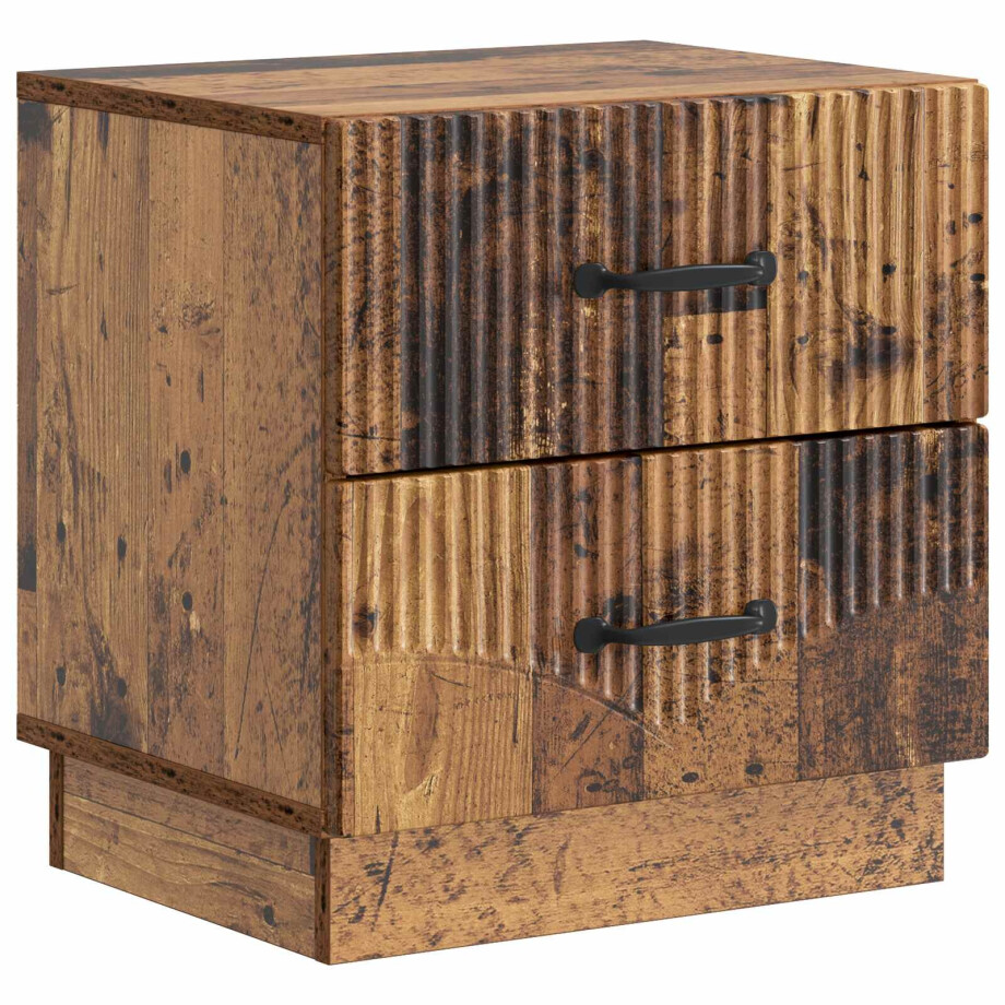vidaXL Nachtkastje met lade Oud hout 43 x 34,5 x 44,5 cm Bewerkt hout afbeelding 1