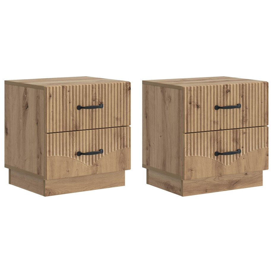 vidaXL Nachtkastje met lade 2 pcs Artisanaal eiken 43 x 34,5 x 44,5 cm afbeelding 1
