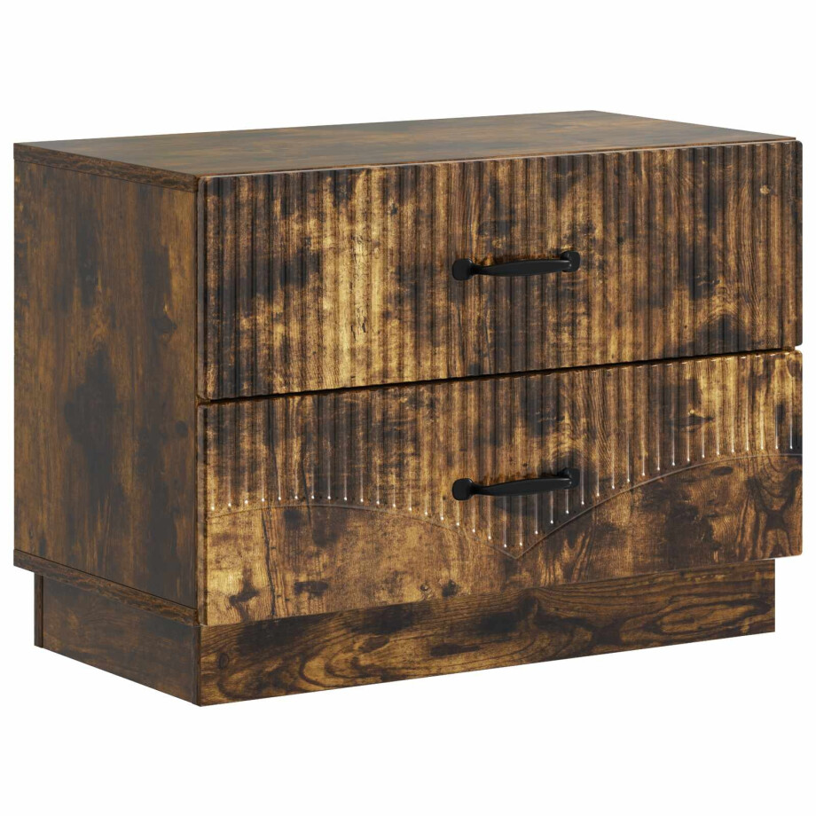 vidaXL Nachtkastje Gerookt eiken 62 x 34,5 x 44,5 cm Bewerkt hout afbeelding 1