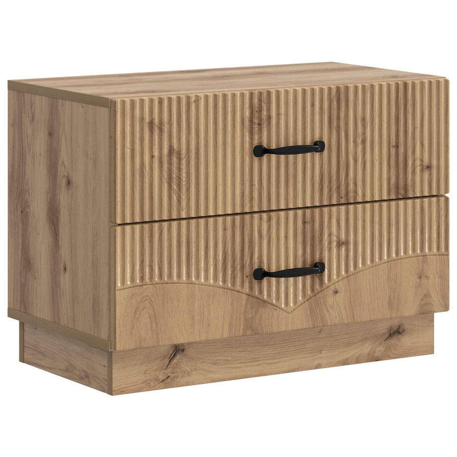 vidaXL Nachtkastje Artisanaal eiken 62 x 34,5 x 44,5 cm Bewerkt hout afbeelding 1