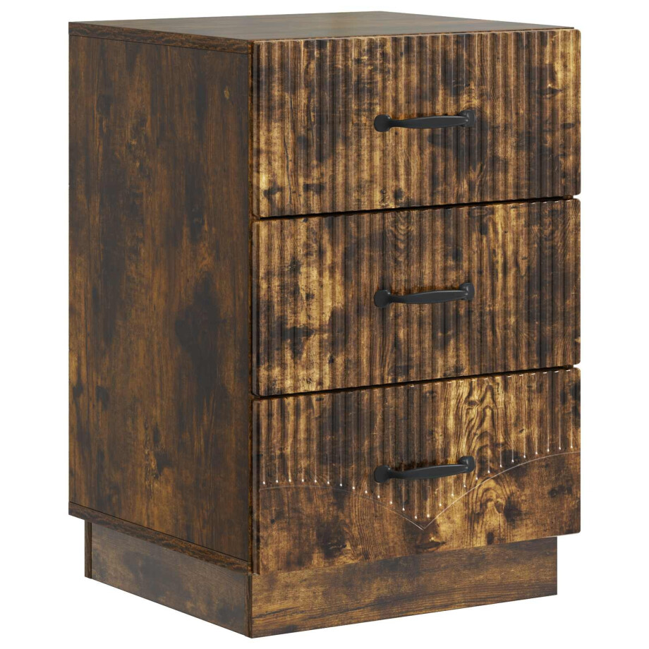 vidaXL Nachtkastje Gerookt eiken 43 x 41 x 63,5 cm Bewerkt hout afbeelding 1