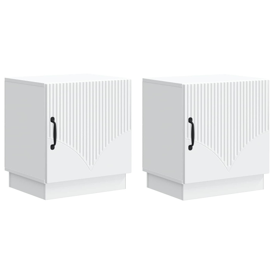 vidaXL Nachtkastje 2 pcs Wit 43 x 34,5 x 47 cm Bewerkt hout vidaXL Nachtkastje 2 pcs Wit 43 x 34,5 x 47 cm Bewerkt hout afbeelding 1