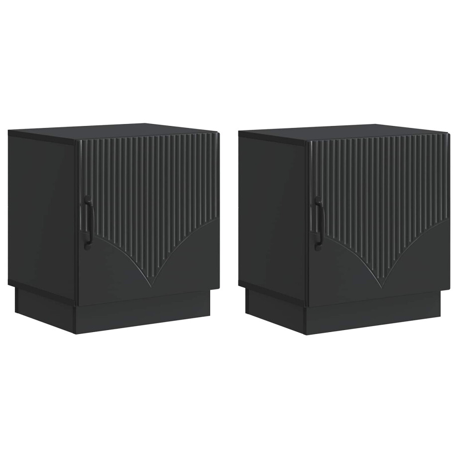vidaXL Nachtkastje 2 pcs Zwart 43 x 34,5 x 47 cm Bewerkt hout afbeelding 1