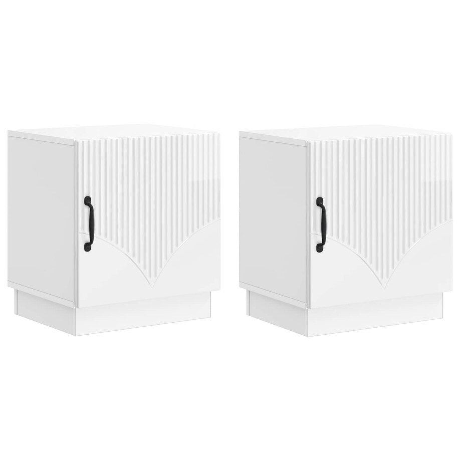 vidaXL Nachtkastje 2 pcs Hoogglans Wit 43 x 34,5 x 47 cm Bewerkt hout afbeelding 1