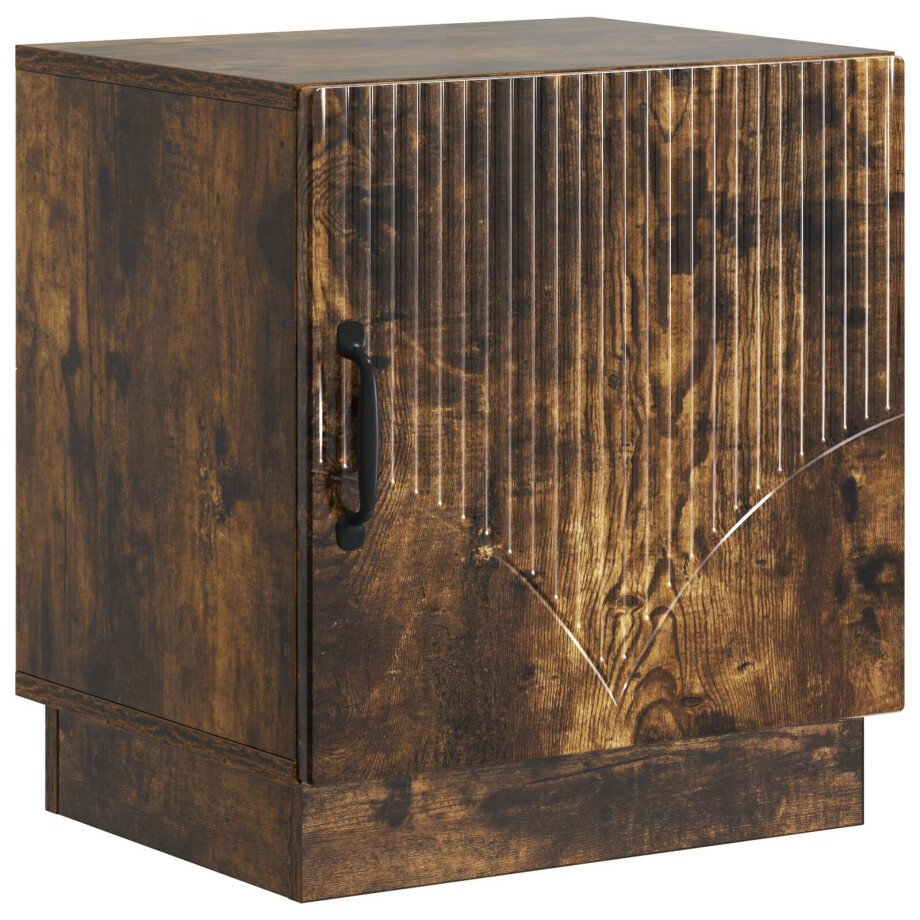 vidaXL Nachtkastje Gerookt eiken 43 x 34,5 x 47 cm Bewerkt hout afbeelding 1