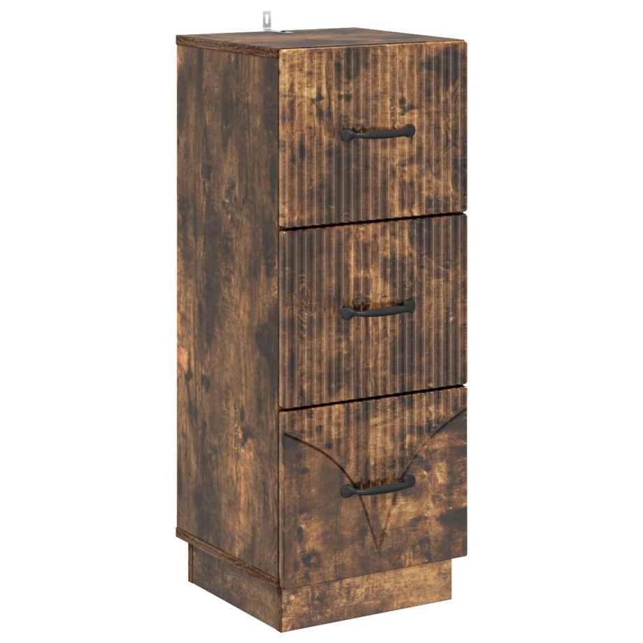 vidaXL Ladenkast Gerookt eiken 33 x 34,5 x 87 cm Bewerkt hout afbeelding 1