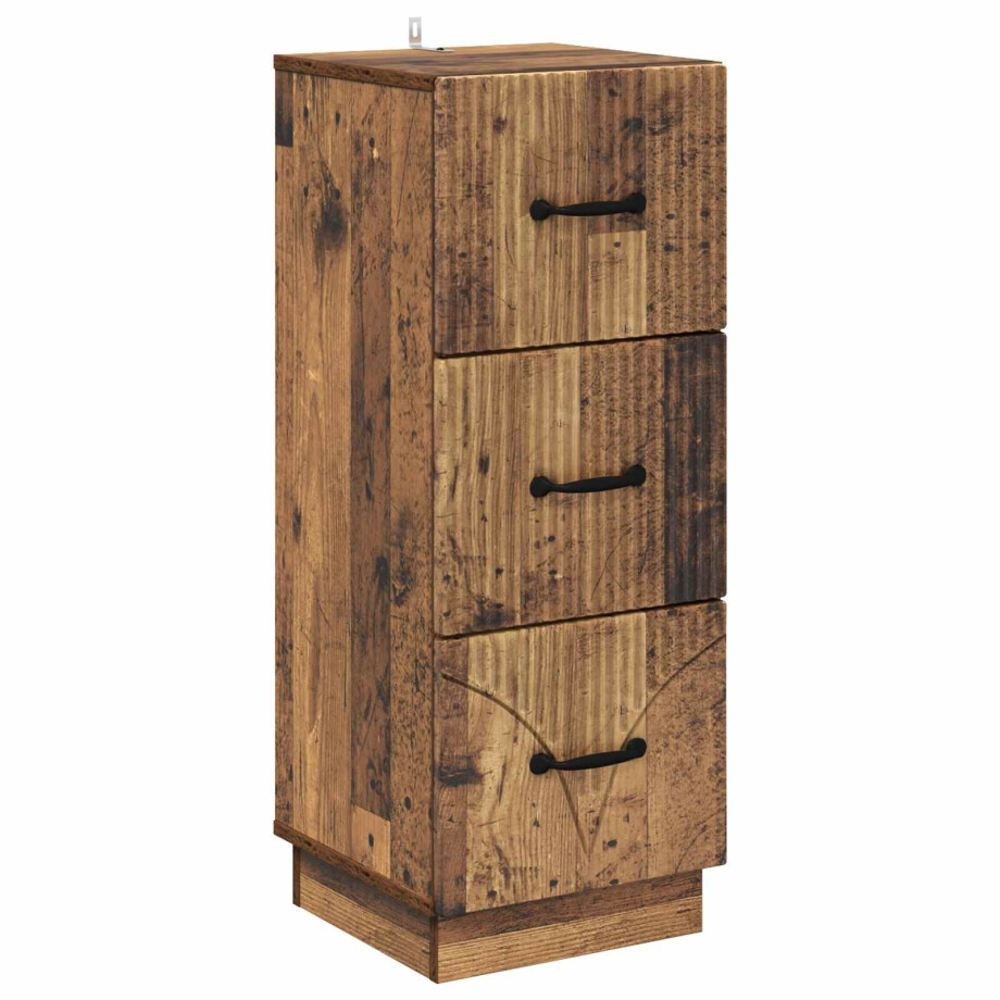vidaXL Ladenkast Oud hout 33 x 34,5 x 87 cm Bewerkt hout afbeelding 1