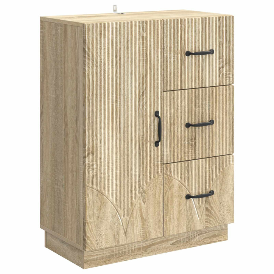vidaXL Dressoir met lade Sonoma Eiken 66 x 34,5 x 87 cm Bewerkt hout vidaXL Dressoir met lade Sonoma Eiken 66 x 34,5 x 87 cm Bewerkt hout afbeelding 1