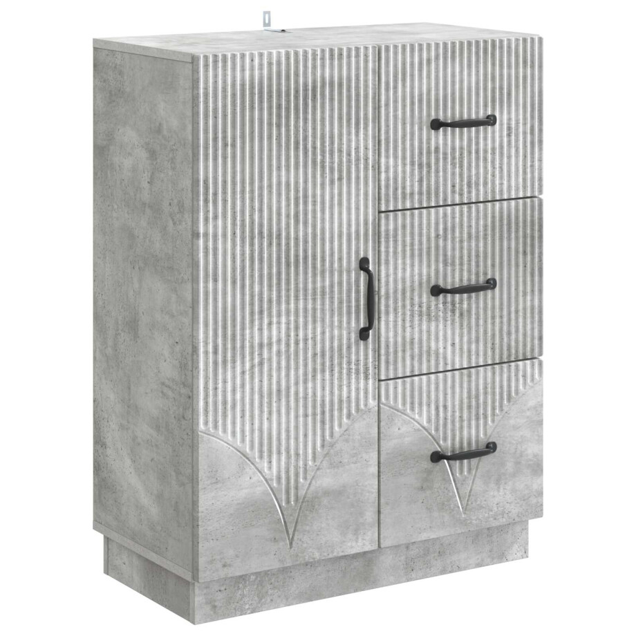 vidaXL Dressoir met lade Betongrijs 66 x 34,5 x 87 cm Bewerkt hout afbeelding 1
