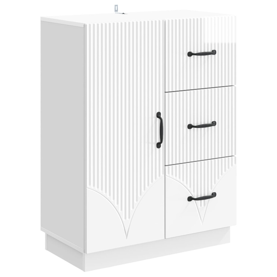 vidaXL Dressoir met lade Hoogglans Wit 66 x 34,5 x 87 cm Bewerkt hout afbeelding 1
