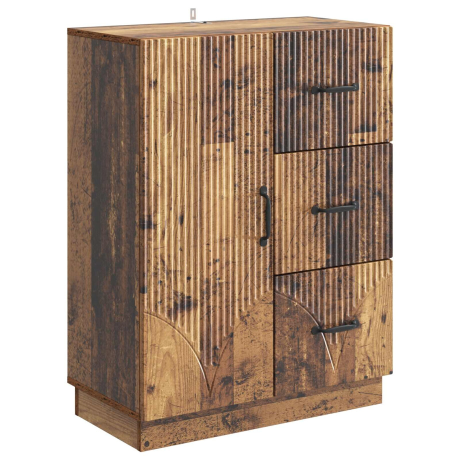 vidaXL Dressoir met lade Oud hout 66 x 34,5 x 87 cm Bewerkt hout afbeelding 1