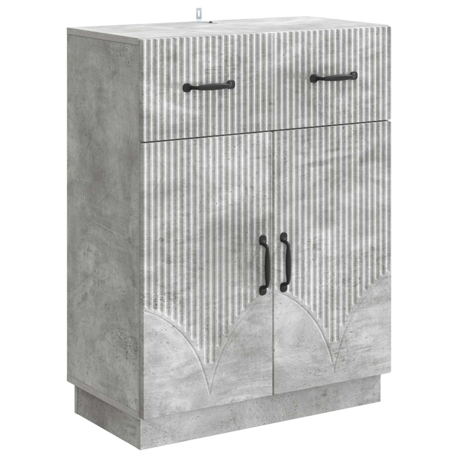 vidaXL Dressoir met lade Betongrijs 66 x 34,5 x 87 cm Bewerkt hout afbeelding 1