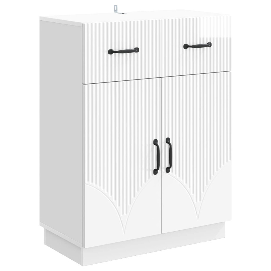 vidaXL Dressoir met lade Hoogglans Wit 66 x 34,5 x 87 cm Bewerkt hout afbeelding 1