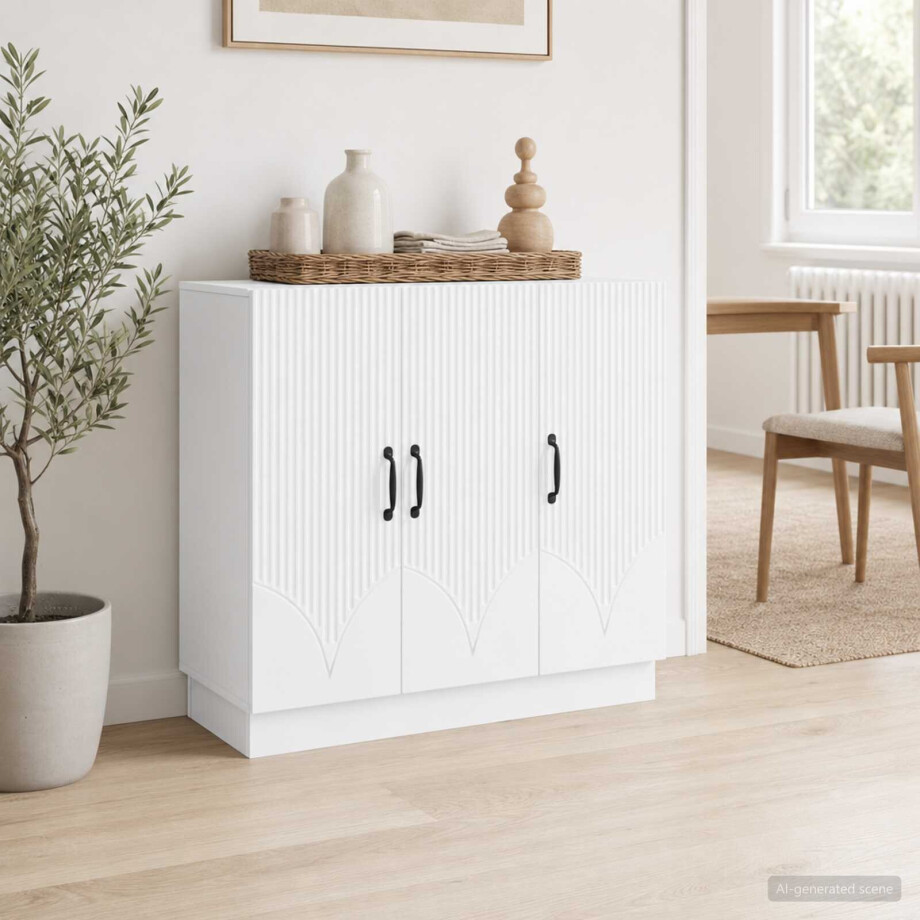 vidaXL Dressoir Wit 89 x 34,5 x 77 cm Bewerkt hout vidaXL Dressoir Wit 89 x 34,5 x 77 cm Bewerkt hout afbeelding 1