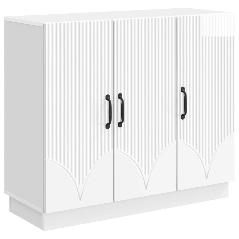 vidaXL Dressoir Hoogglans Wit 89 x 34,5 x 77 cm Bewerkt hout vidaXL Dressoir Hoogglans Wit 89 x 34,5 x 77 cm Bewerkt hout afbeelding 1