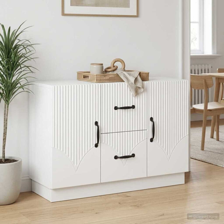vidaXL Dressoir met lade Wit 89 x 34,5 x 57 cm Bewerkt hout vidaXL Dressoir met lade Wit 89 x 34,5 x 57 cm Bewerkt hout afbeelding 1