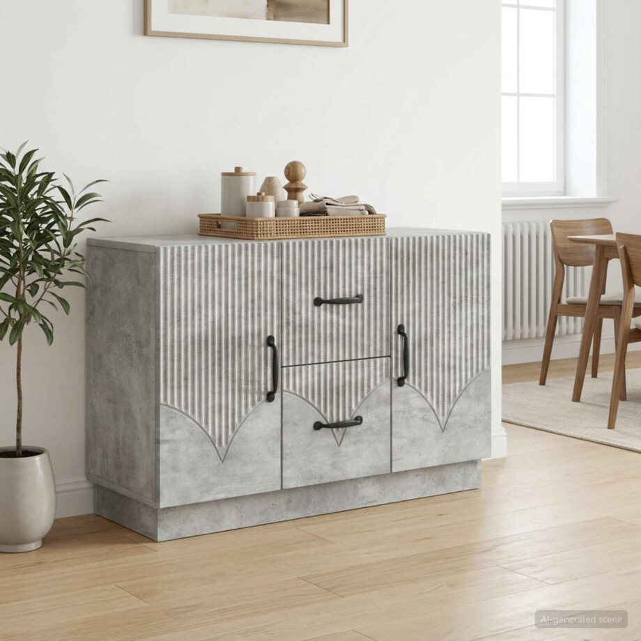 vidaXL Dressoir met lade Betongrijs 89 x 34,5 x 57 cm Bewerkt hout vidaXL Dressoir met lade Betongrijs 89 x 34,5 x 57 cm Bewerkt hout afbeelding 1