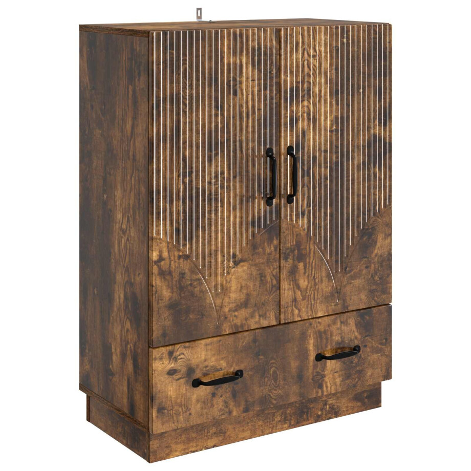 vidaXL Dressoir met lade Gerookt eiken 66 x 34,5 x 92 cm Bewerkt hout afbeelding 1