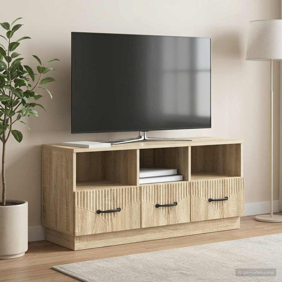 vidaXL TV-kast met lade Sonoma Eiken 102 x 34,5 x 47 cm Bewerkt hout afbeelding 1