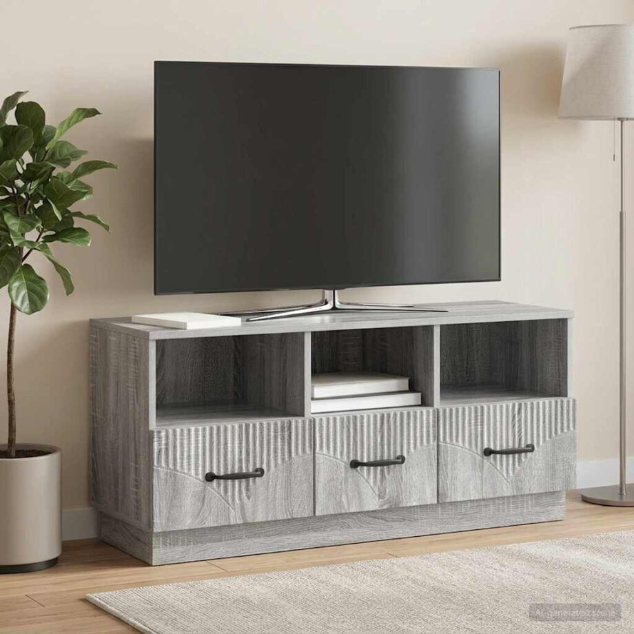 vidaXL TV-kast met lade Grijs sonoma 102 x 34,5 x 47 cm Bewerkt hout vidaXL TV-kast met lade Grijs sonoma 102 x 34,5 x 47 cm Bewerkt hout afbeelding 1