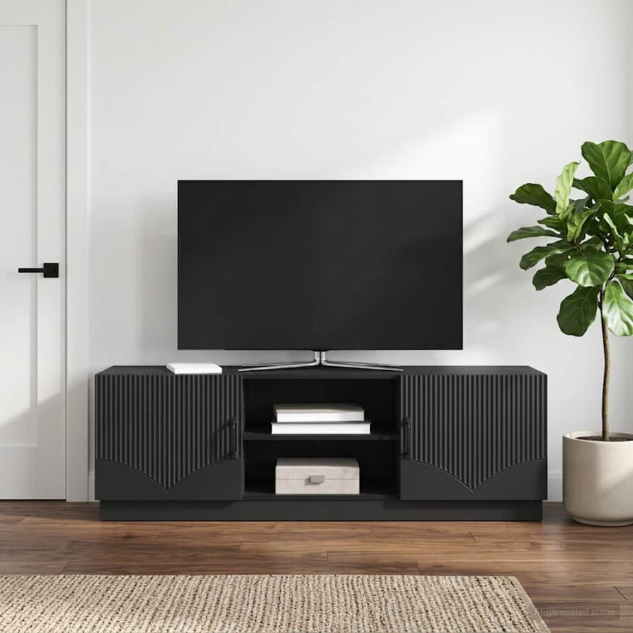 vidaXL TV-kast Zwart 150 x 31 x 47 cm Bewerkt hout vidaXL TV-kast Zwart 150 x 31 x 47 cm Bewerkt hout afbeelding 1