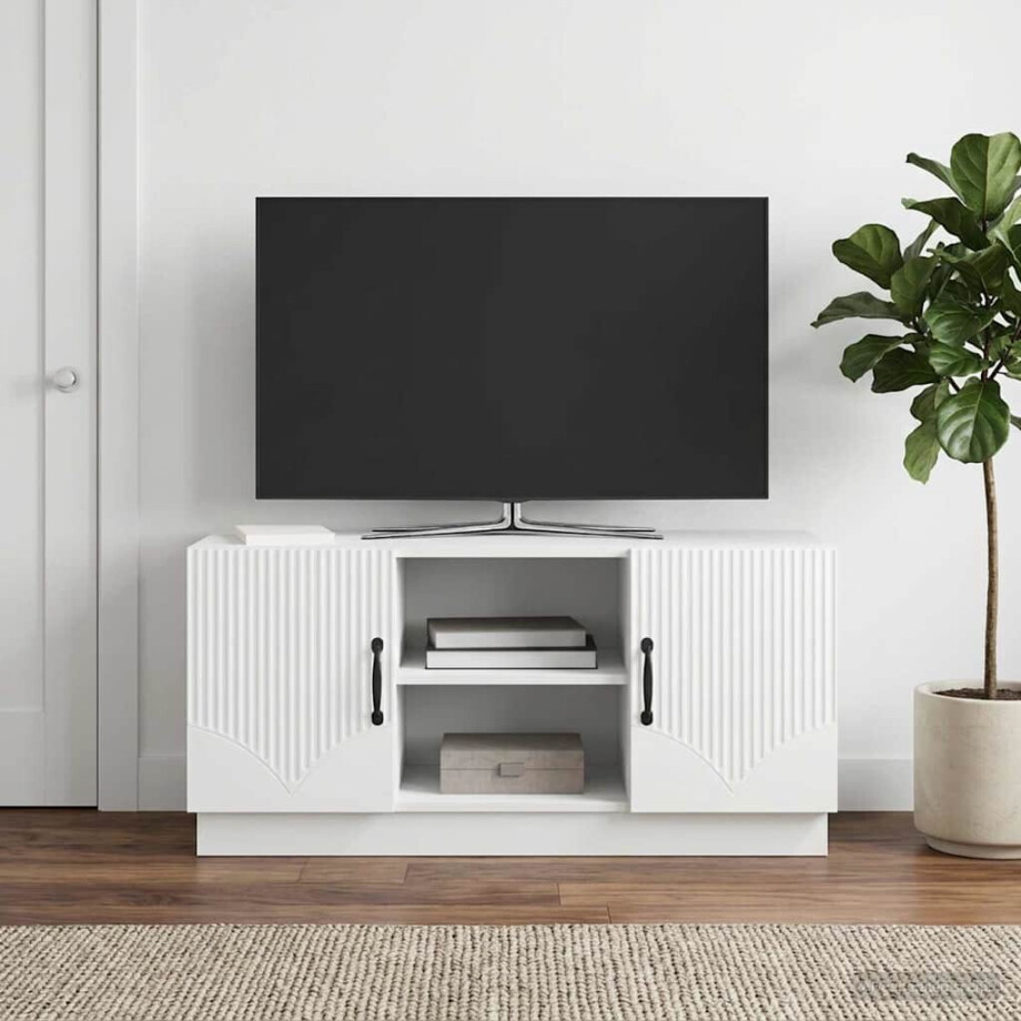 vidaXL TV-kast Wit 102 x 34,5 x 47 cm Bewerkt hout afbeelding 1