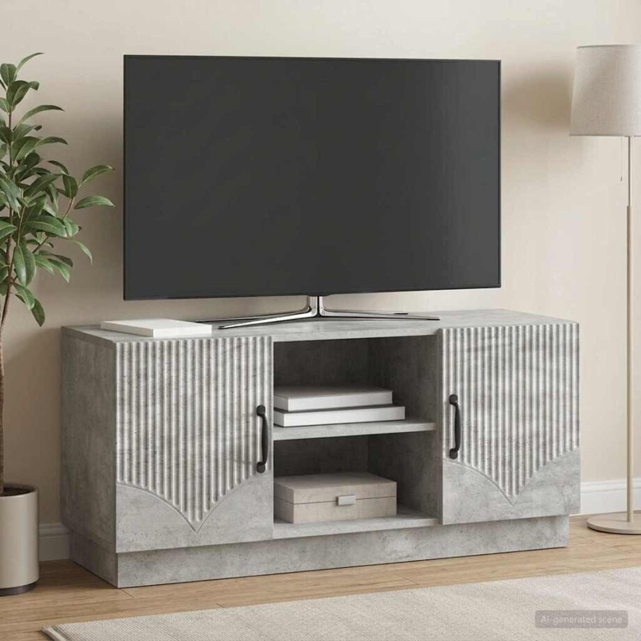 vidaXL TV-kast Betongrijs 102 x 34,5 x 47 cm Bewerkt hout vidaXL TV-kast Betongrijs 102 x 34,5 x 47 cm Bewerkt hout afbeelding 1