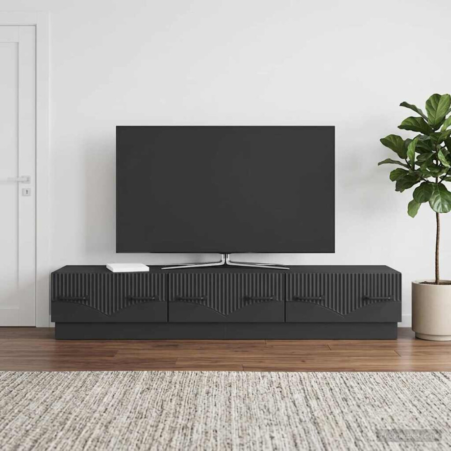 vidaXL TV-kast met lade Zwart 147 x 34,5 x 27 cm Bewerkt hout vidaXL TV-kast met lade Zwart 147 x 34,5 x 27 cm Bewerkt hout afbeelding 1