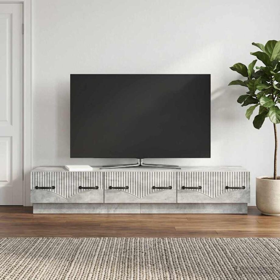 vidaXL TV-kast met lade Betongrijs 147 x 34,5 x 27 cm Bewerkt hout vidaXL TV-kast met lade Betongrijs 147 x 34,5 x 27 cm Bewerkt hout afbeelding 1